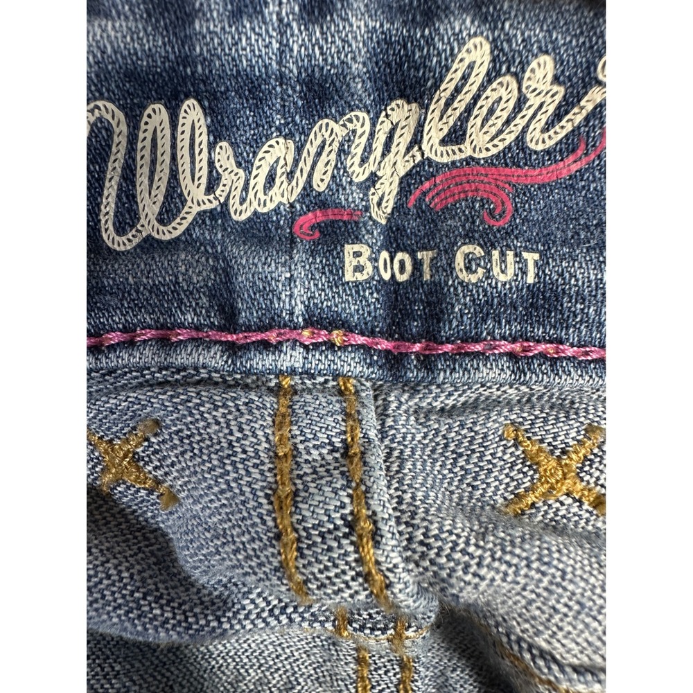 Wrangler Retro Mae Jeans 5x34 Mid Rise Faded Blue Western Flare Boot Cut Retro - Picture 6 of 14